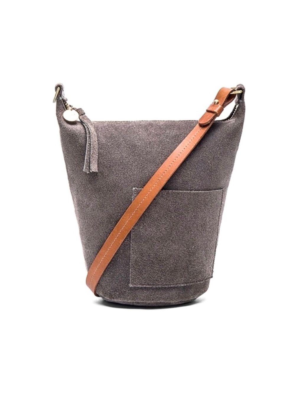 Clare V. Jeanne Suede Leather Bucket Bag in Gray